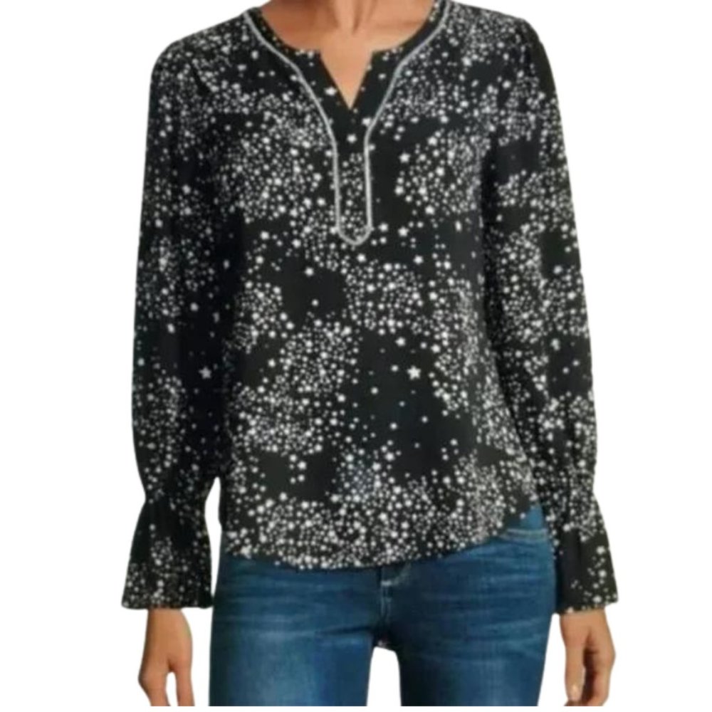 Sam Edelman Star Blouse Embellished Rhinestones & Bell Sleeve MEDIUM NEW